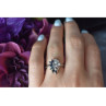 925 Sterling Silver Dark Blue Spinel & CZ Ring Size 6.5