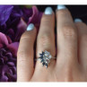 925 Sterling Silver Dark Blue Spinel & CZ Ring Size 6.5