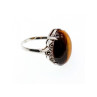 Vintage 925 Sterling Silver Tiger's Eye & Marcasites Ring Size 6.5