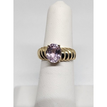 10K YELLOW GOLD & MORGANITE RING  SIZE 5