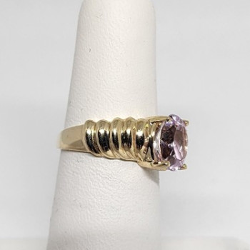 10K Yellow Gold & Morganite Ring Size 5