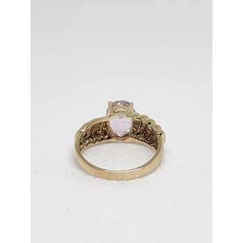 10K YELLOW GOLD & MORGANITE RING  SIZE 5