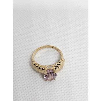 10K YELLOW GOLD & MORGANITE RING  SIZE 5