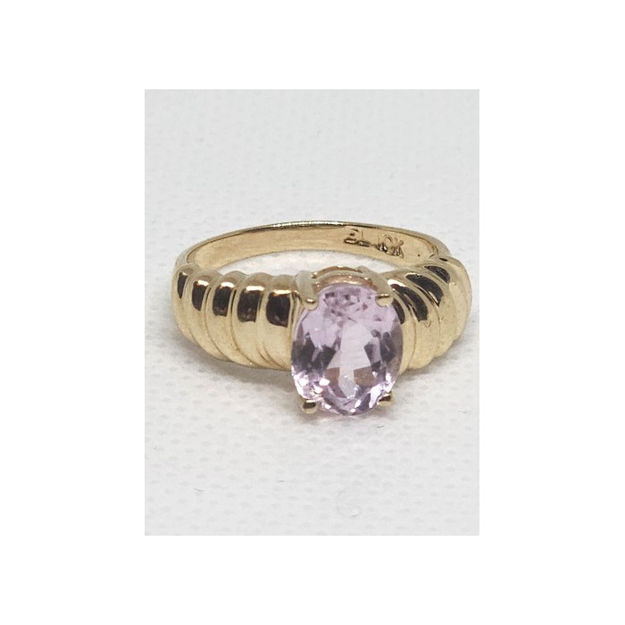 10K YELLOW GOLD & MORGANITE RING  SIZE 5