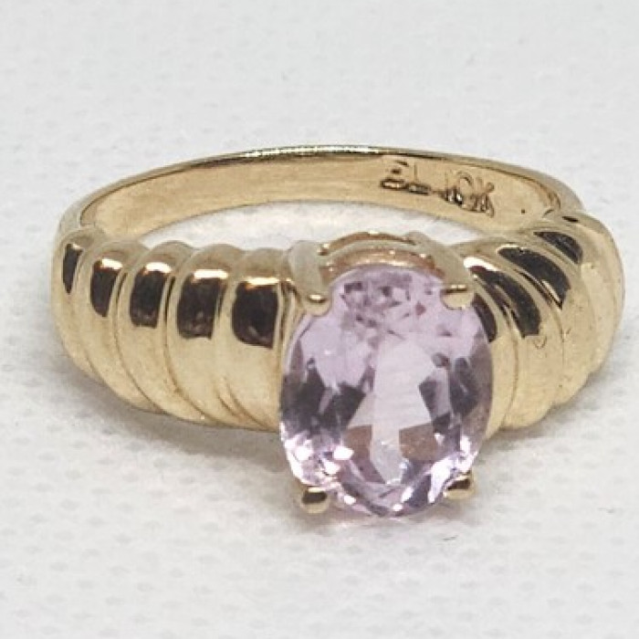 10K Yellow Gold & Morganite Ring Size 5