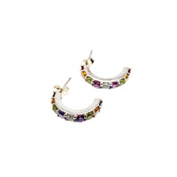 925 Sterling Silver Multi Gemstones Earrings