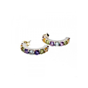 925 Sterling Silver Multi Gemstones Earrings