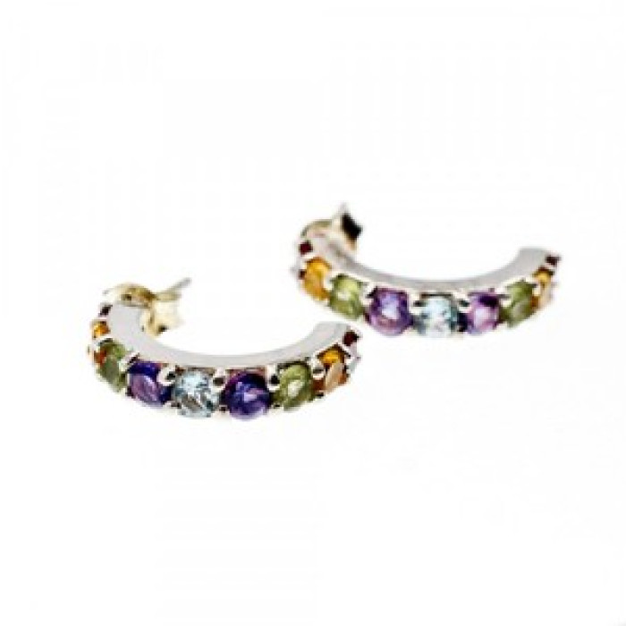 925 Sterling Silver Multi Gemstones Earrings