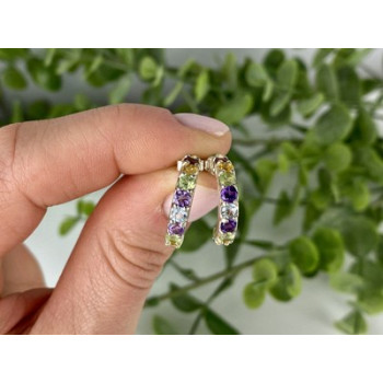 925 Sterling Silver Multi Gemstones Earrings