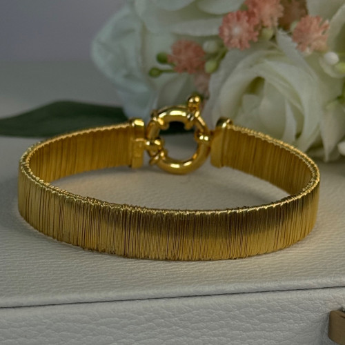 Elegant 925 Sterling Silver V Italy Gold Plated Bracelet Length 7 Inch