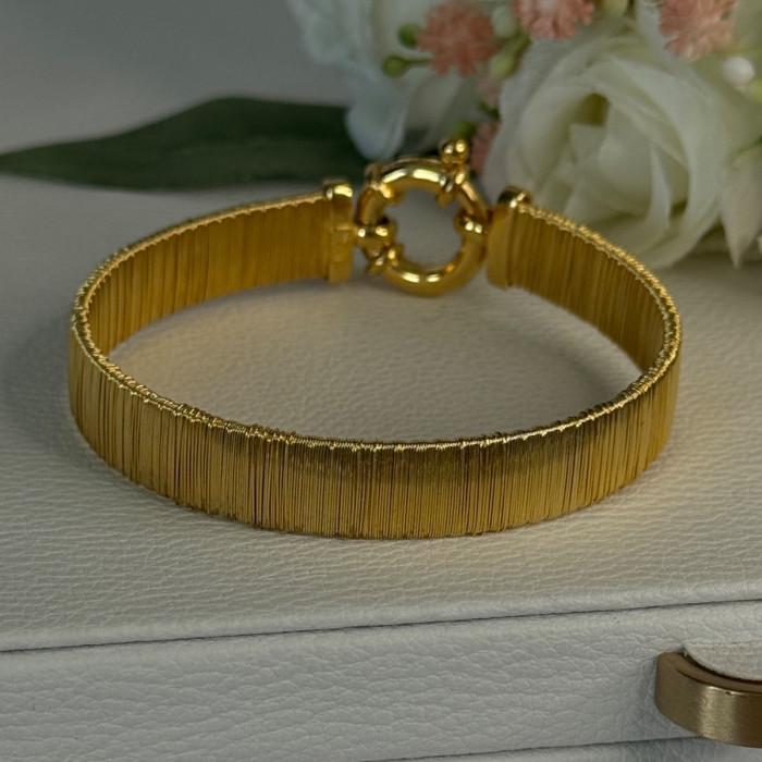 Elegant 925 Sterling Silver V Italy Gold Plated Bracelet Length 7 Inch