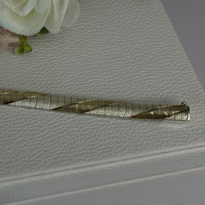Classy 925 Sterling Silver Italy Gold Plated Part Bracelet Length 7.5 Inch