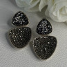 Aesthetic 925 Sterling Silver Marcasite & CZ Earrings Length 1.45 Inch