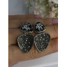 Aesthetic 925 Sterling Silver Marcasite & CZ Earrings Length 1.45 Inch