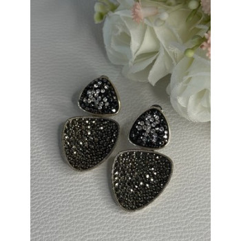Aesthetic 925 Sterling Silver Marcasite & CZ Earrings Length 1.45 Inch