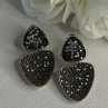 Aesthetic 925 Sterling Silver Marcasite & CZ Earrings Length 1.45 Inch