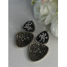 Aesthetic 925 Sterling Silver Marcasite & CZ Earrings Length 1.45 Inch