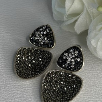 Aesthetic 925 Sterling Silver Marcasite & CZ Earrings Length 1.45 Inch