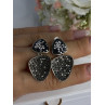 Aesthetic 925 Sterling Silver Marcasite & CZ Earrings Length 1.45 Inch