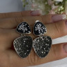 Aesthetic 925 Sterling Silver Marcasite & CZ Earrings Length 1.45 Inch