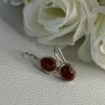 925 Sterling Silver Carnelian Earrings Length 0.70 Inch