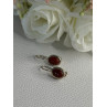 925 Sterling Silver Carnelian Earrings Length 0.70 Inch