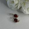 925 Sterling Silver Carnelian Earrings Length 0.70 Inch