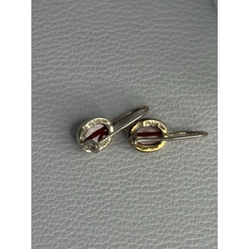 925 Sterling Silver Carnelian Earrings Length 0.70 Inch