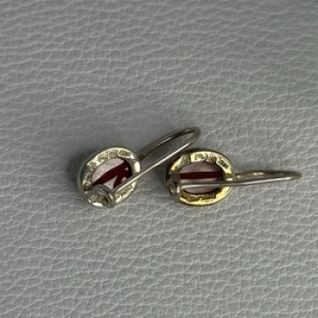 925 Sterling Silver Carnelian Earrings Length 0.70 Inch