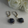 Antique Art Deco 925 Sterling Silver Unique Enamel Earrings Length 1.50 Inch