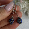 Antique Art Deco 925 Sterling Silver Unique Enamel Earrings Length 1.50 Inch