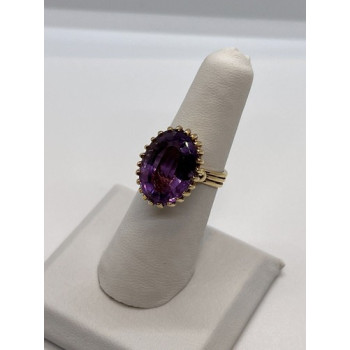 14K YELLOW GOLD & AMETHYST RING  SIZE 5.5