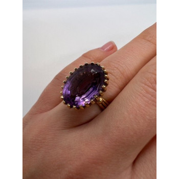 14K YELLOW GOLD & AMETHYST RING  SIZE 5.5