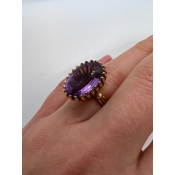 14K YELLOW GOLD & AMETHYST RING  SIZE 5.5