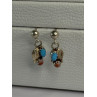 Vintage 925 Sterling Silver Turquoise & Carnelian Earrings Length 0.70 Inch