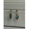 Vintage 925 Sterling Silver Turquoise & Carnelian Earrings Length 0.70 Inch