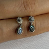 925 Sterling Silver Abalone & Marcasite Earrings Length 0.60 Inch