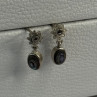 925 Sterling Silver Abalone & Marcasite Earrings Length 0.60 Inch