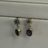 925 Sterling Silver Abalone & Marcasite Earrings Length 0.60 Inch