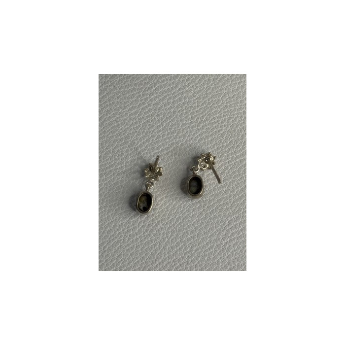 925 Sterling Silver Abalone & Marcasite Earrings Length 0.60 Inch