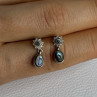 925 Sterling Silver Abalone & Marcasite Earrings Length 0.60 Inch