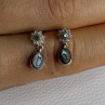 925 Sterling Silver Abalone & Marcasite Earrings Length 0.60 Inch
