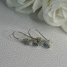 925 Sterling Silver Blue Topaz & Beryl Earrings Length0.80 Inch