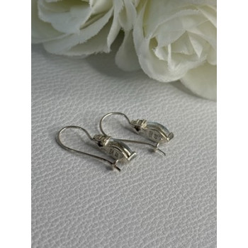 925 Sterling Silver Blue Topaz & Beryl Earrings Length0.80 Inch