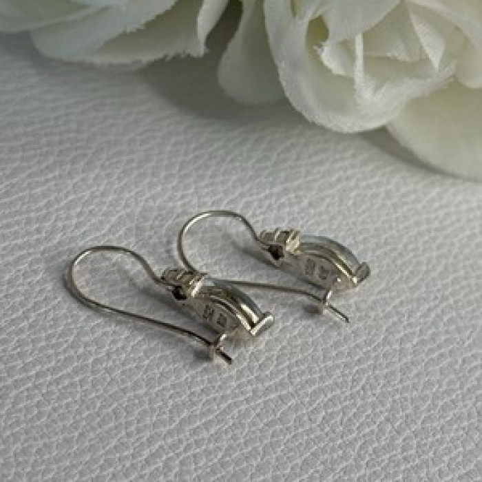 925 Sterling Silver Blue Topaz & Beryl Earrings Length0.80 Inch