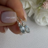 925 Sterling Silver Blue Topaz & Beryl Earrings Length0.80 Inch