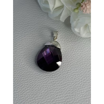 925 Sterling Silver Amethyst Pendant Length 1.40 Inch