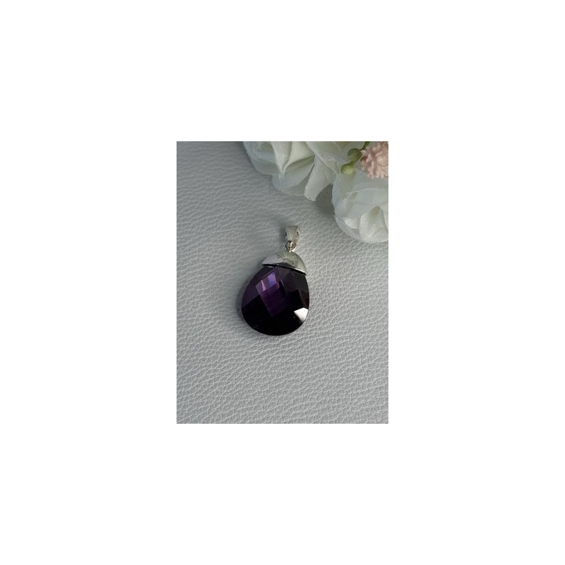 925 Sterling Silver Amethyst Pendant Length 1.40 Inch