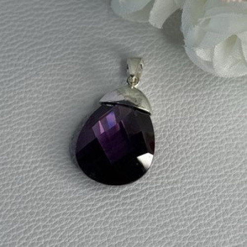 925 Sterling Silver Amethyst Pendant Length 1.40 Inch