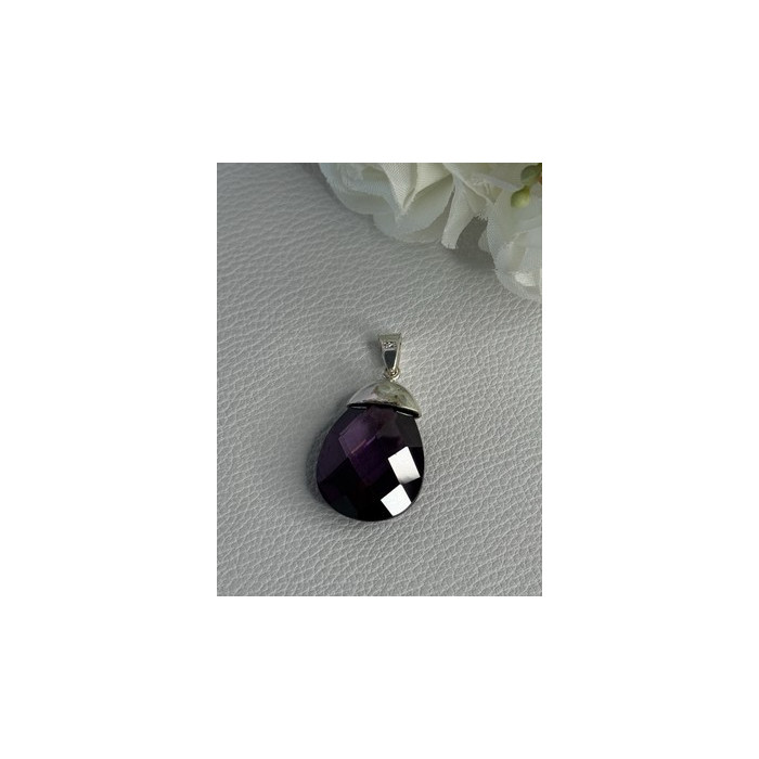 925 Sterling Silver Amethyst Pendant Length 1.40 Inch